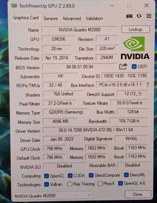 NVIDIA Quadro M2000 4GB GDDR5 Graphics Card | 4x DisplayPort