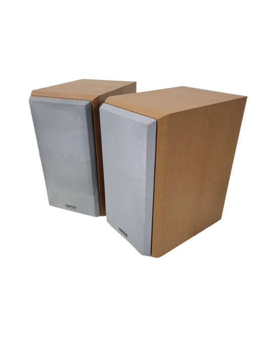 Pair of Sony SS-CRB5 Micro Bookshelf 2-Way Bass Reflex Speakers Light Wood