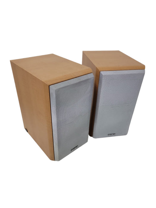 Pair of Sony SS-CRB5 Micro Bookshelf 2-Way Bass Reflex Speakers Light Wood