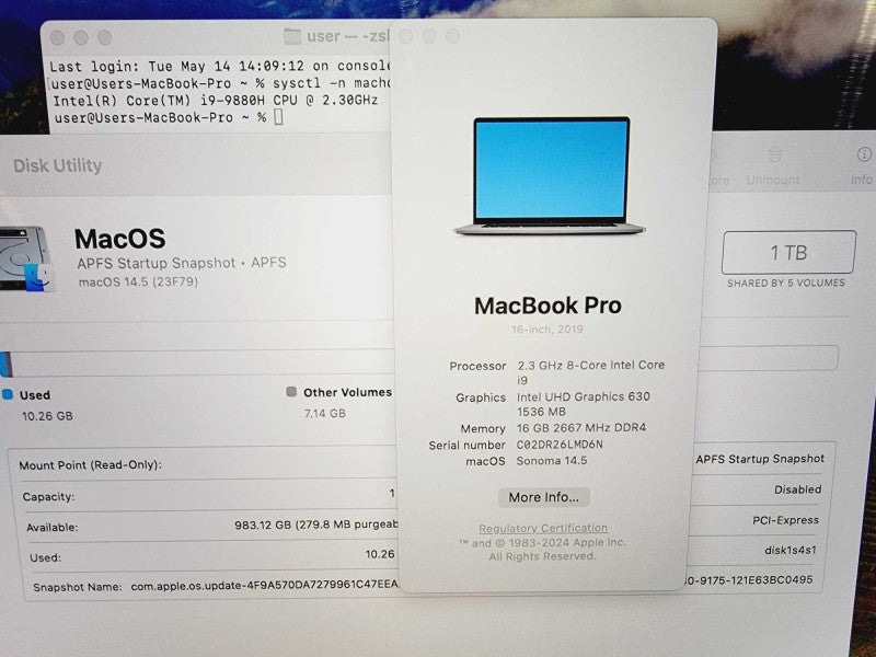 Apple Macbook Pro 2019 16\\" 8-Core i9-9880H @ 2.3GHz 16GB DDR4 1TB SSD Radeon Pro 5500M 4GB (