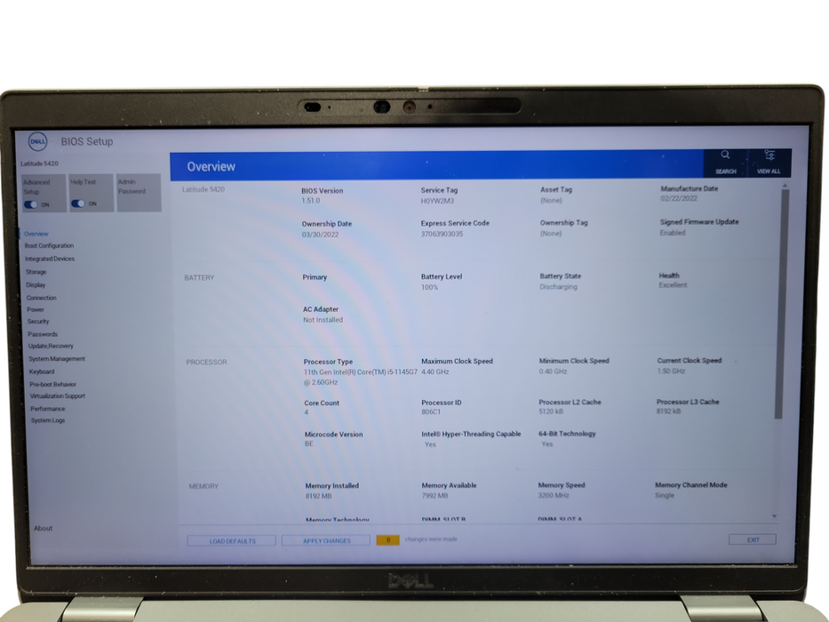 Dell Latitude 5420 | Intel Core i5-1145G7 @2.40GHz, 8GB DDR4, 256GB NVMe READ