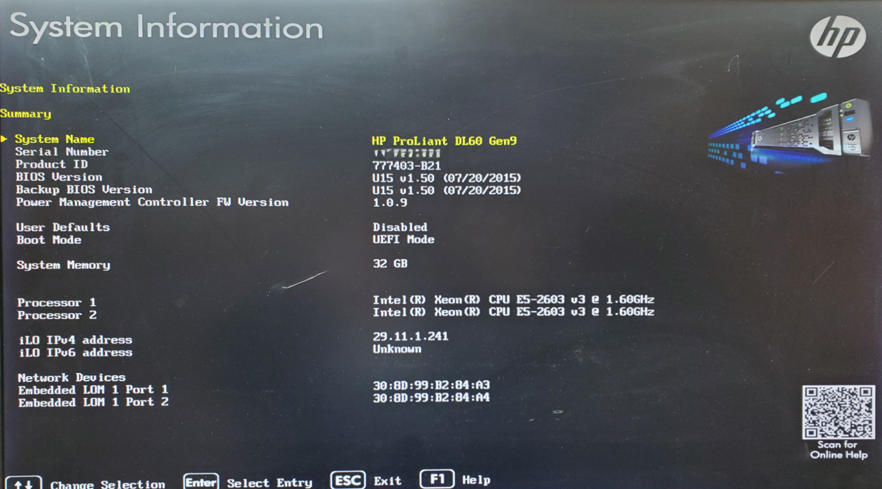 HP ProLiant DL60 Gen9 - 2x Xeon E5-2603 v3 32GB DDR4 H240 - No HDD