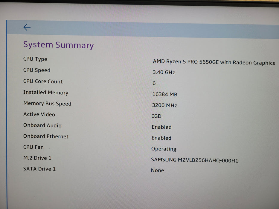 ThinkCentre M75q Gen 2 Ryzen 5 Pro 5650GE @3.40 GHz 16GB DDR4 256GB NVme