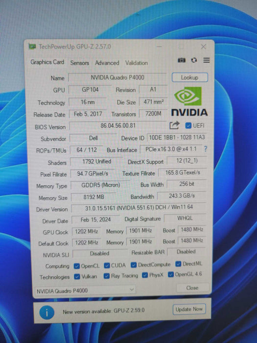NVIDIA Quadro P4000 8GB GDDR5 PCIe Professional Graphics Card !