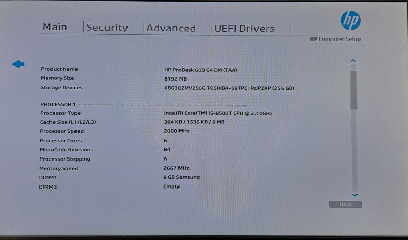 HP ProDesk 600 G4 USFF | i5-8500T @ 2.1GHz 6C, 8GB DDR4, 256GB NVMe