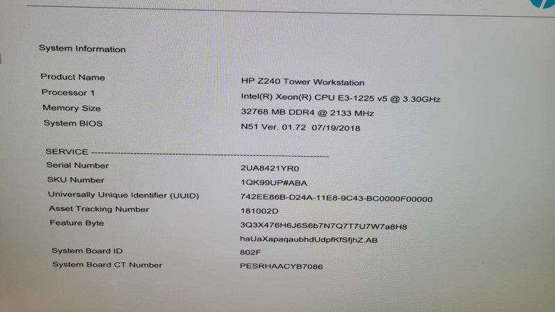 HP Z240 - Xeon E3-1225 v5 | 32GB RAM | 512GB NVme | 400W PSU Q%