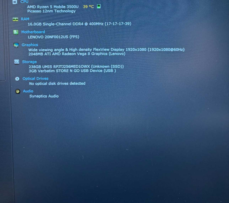 Lenovo ThinkPad E595 AMD Ryzen 3500U Radeon Vega 8 16GB RAM 256GB SSD READ  BudLap
