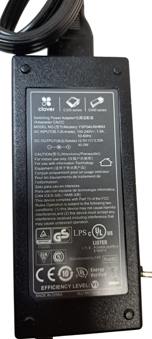 Genuine Clover FSP040-RHBN3 12.0 V 3.33A 40W Power Supply Adapter For POS