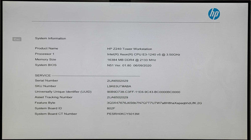 HP Z240 Workstation, E3-1240 v5 3.50GHz, 16GB DDR4, QUADRO K2200