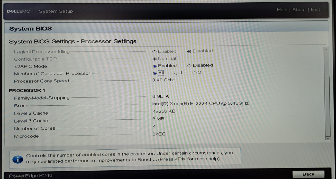 Dell PowerEdge R240 Server Xeon E-2224 @3.40GHz, 32GB DDR4, S140, 2x 3.5"