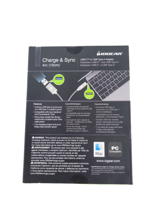 IOGEAR Charge Sync USB Type-C to USB Type-A Adapter (Silver) Q!