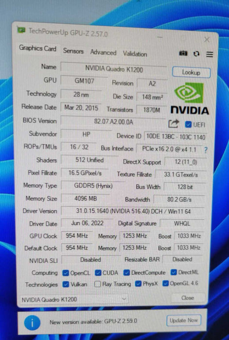 NVIDIA QUADRO K1200 4GB PCIE Q%