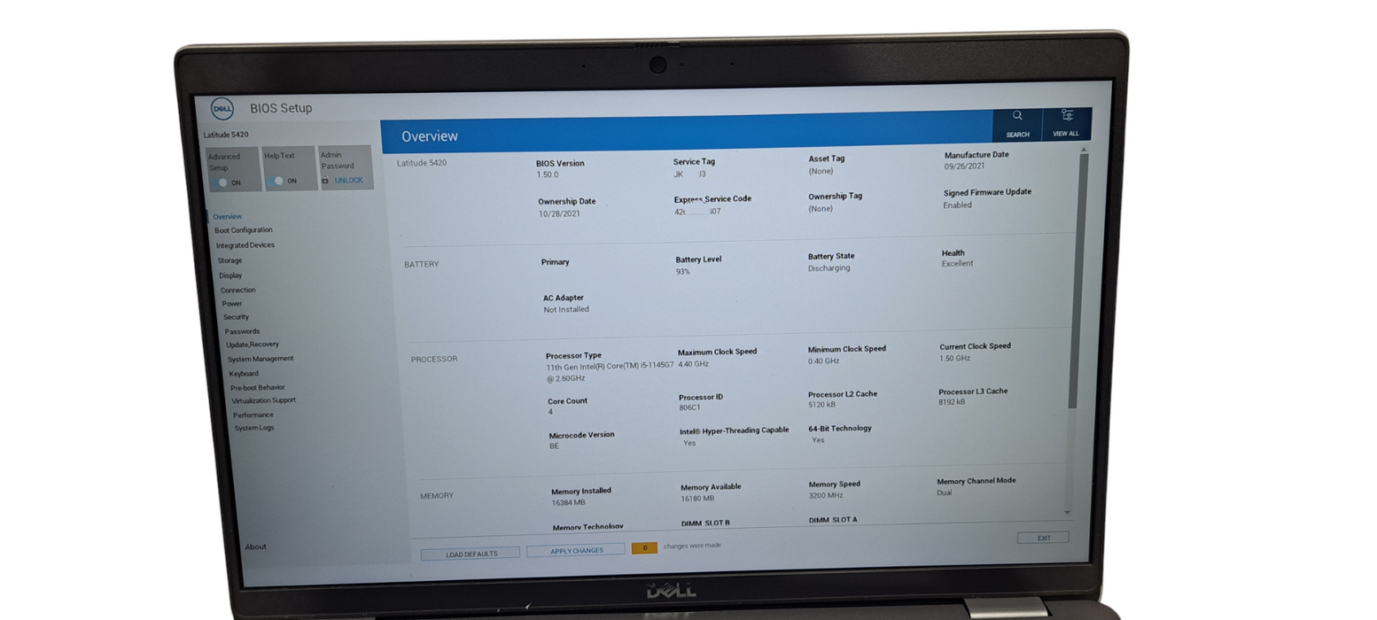 Latitude 5420 i5-1145G7 CPU|16GB DDR4|256GB NVME W/AC |READ