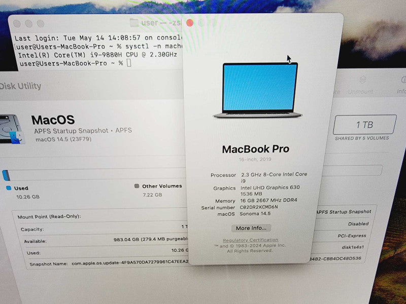 Apple Macbook Pro 2019 16\\" 8-Core i9-9880H @ 2.3GHz 16GB DDR4 1TB SSD (