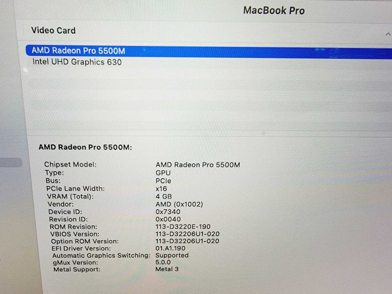 Apple Macbook Pro 2019 16\\" 8-Core i9-9880H @ 2.3GHz 16GB DDR4 1TB SSD (