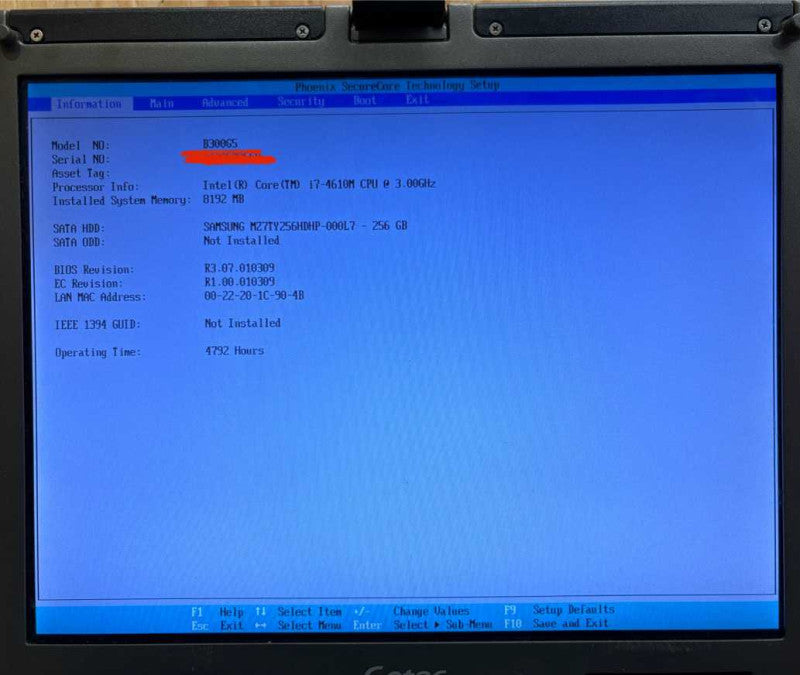 Getac B300 Rugged Laptop TOUCH Intel i7-4610M 8GB RAM 256GB SSD  4792Hrs READ  Lap200