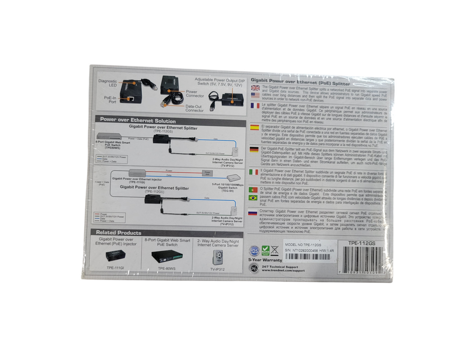 TRENDNET TPE-112GS - Gigabit Power over Ethernet (PoE) Splitter