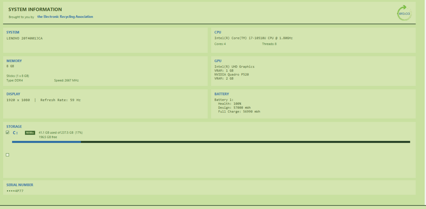 Lenovo ThinkPad P15s | Intel Core i7-10510U, 8GB DDR4, P520 2GB,  256GB NVMe