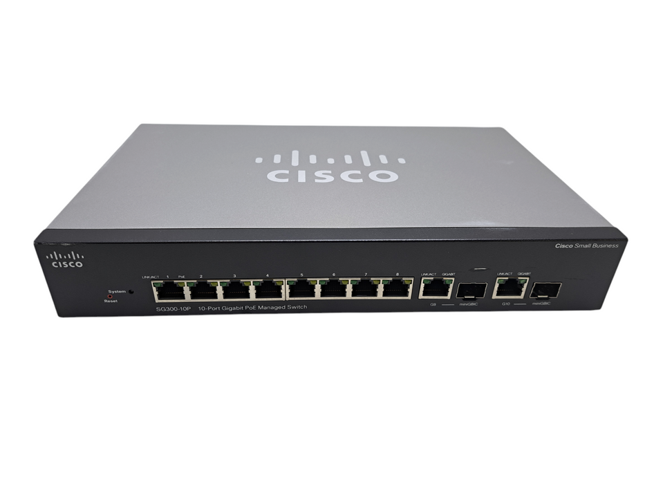 Cisco SG300-10P 10-Port Gigabit PoE Managed Switch w/ PWR