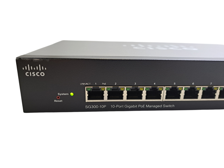 Cisco SG300-10P 10-Port Gigabit PoE Managed Switch w/ PWR