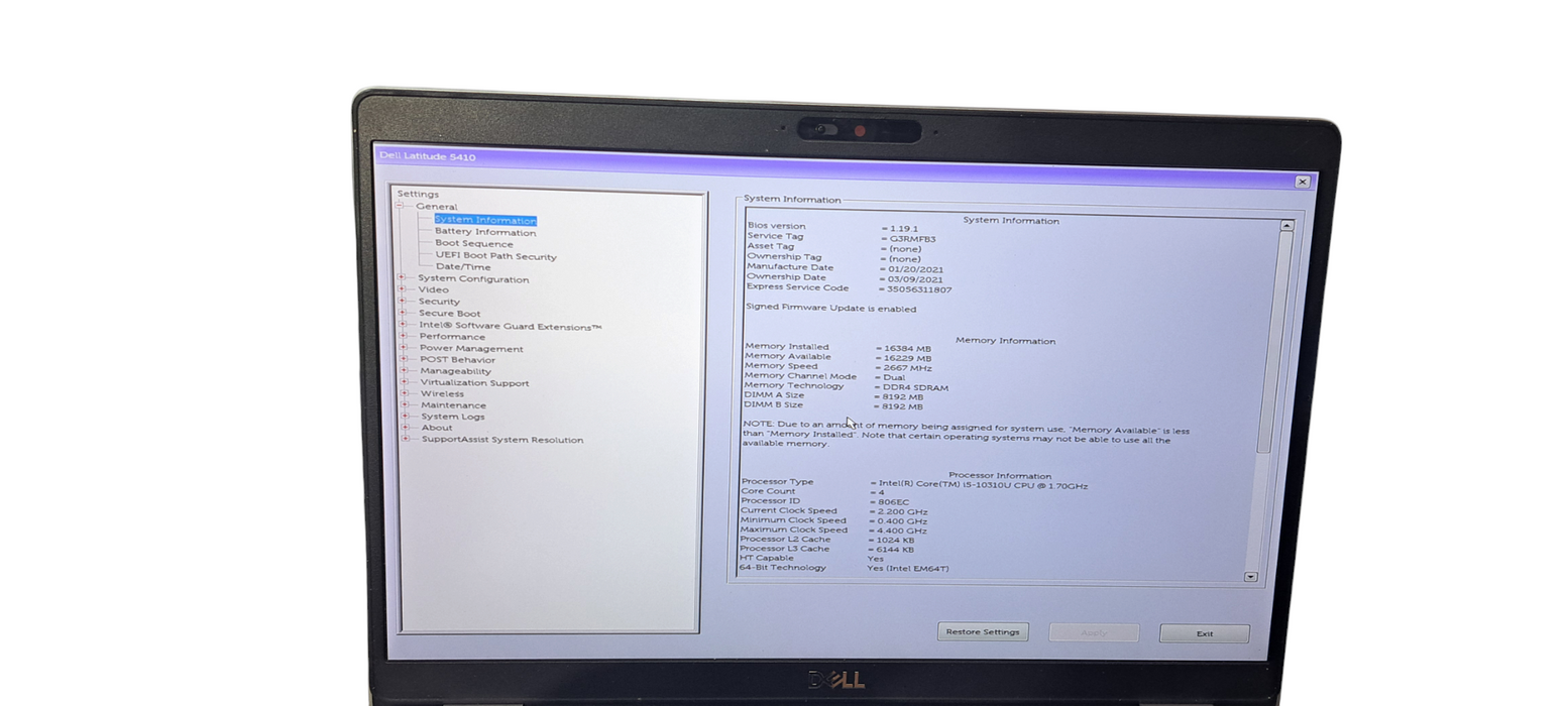 Dell Latitude 5410 i5-10310U|16Gb NVMe|256GB NVME|READ