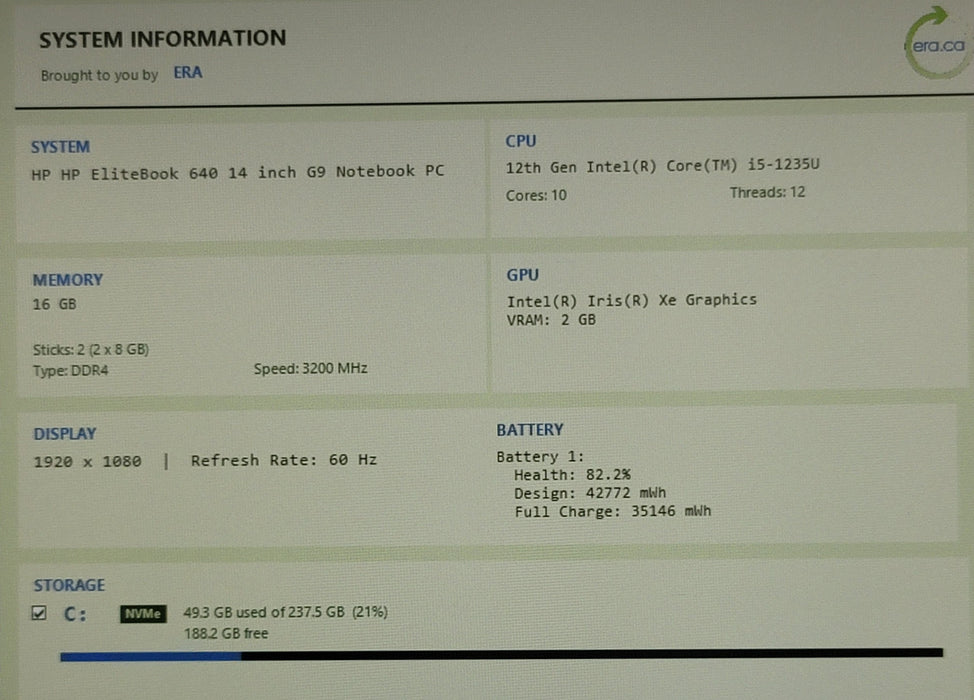 HP EliteBook 640 G9 i5-1235U 16GB DDR4 256GB NVMe READ