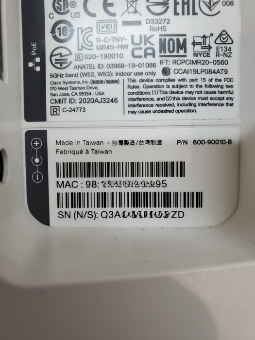 Cisco Meraki MR46 MR46-HW Access Point UNCLAIMED