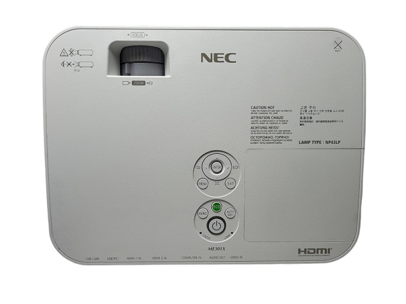 NEC NP-ME301X Home Cinema Projector 3,000 Lumens 2x HDMI Ports Lamp hour 77H $