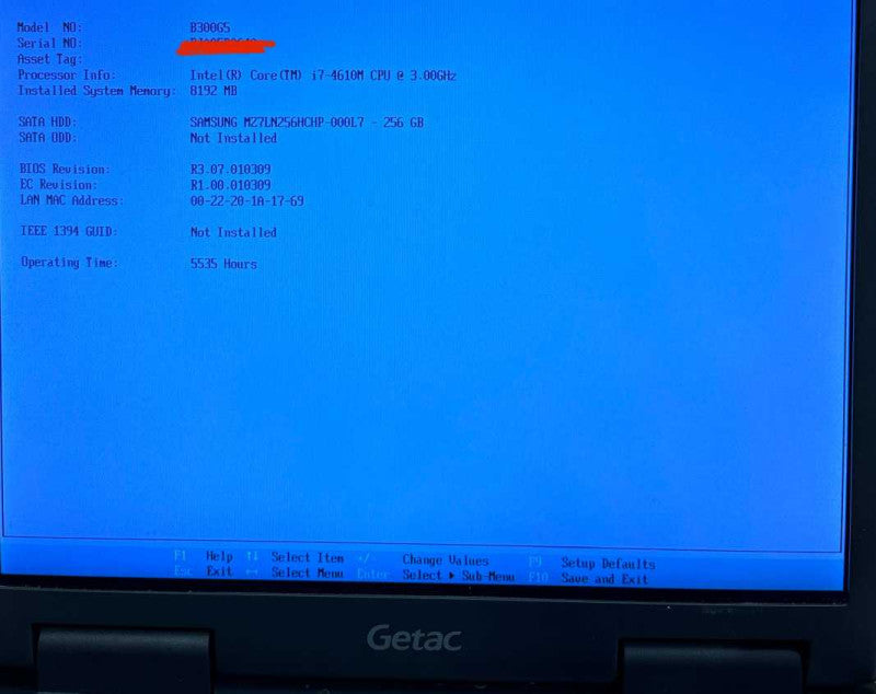 Getac B300 Rugged Laptop TOUCH Intel i7-4610M 8GB RAM 256GB SSD  5535Hrs READ  Lap200