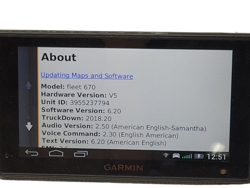 Garmin fleet-670, Car Truck Navigator GPS 6â Bluetooth  No SD Card/Cable Q_