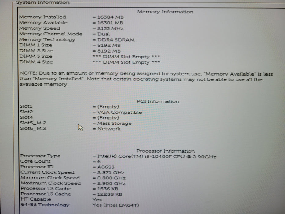 Dell G5 5000 Tower Intel i5-10400F CPU 2.90GHz 16GB RAM 256GB NVMe Geforce RTX 2070