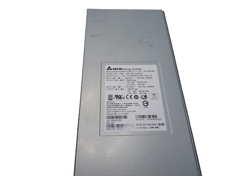 Cisco NCS5500 AC PSU, AHF-2DC-3000W-P, NC55-PWR-3KW-AC V01, 210-240VAC 16A