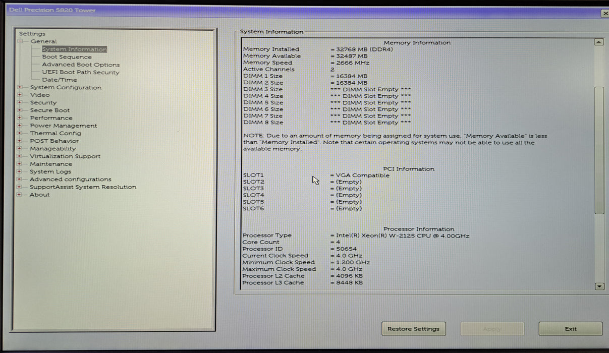 Dell Precision 5820 Tower | Xeon W-2125 @4.00GHz, 32GB DDR4, GTX 1060, No HDD