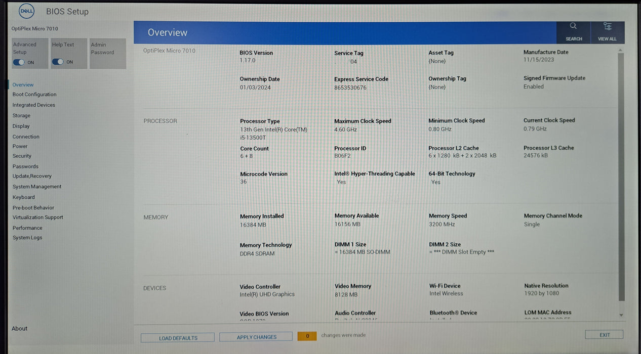 Dell OptiPlex Micro 7010 | Intel Core i5-13500T, 16GB DDR4, 512GB NVMe, PWR