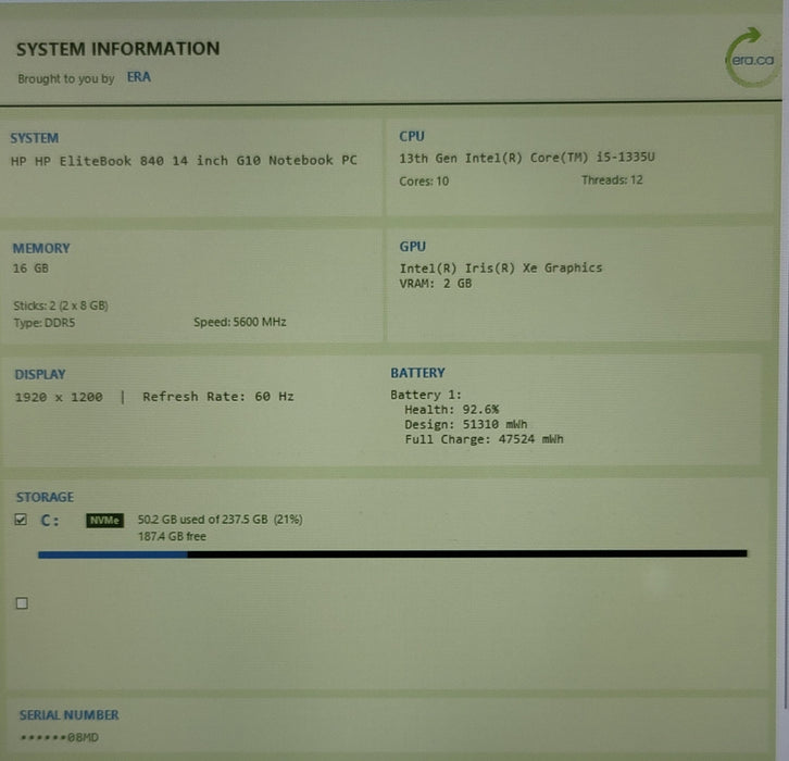 HP EliteBook 840 14" G10 i5-1335U 16GB DDR5 256GB NVMe READ