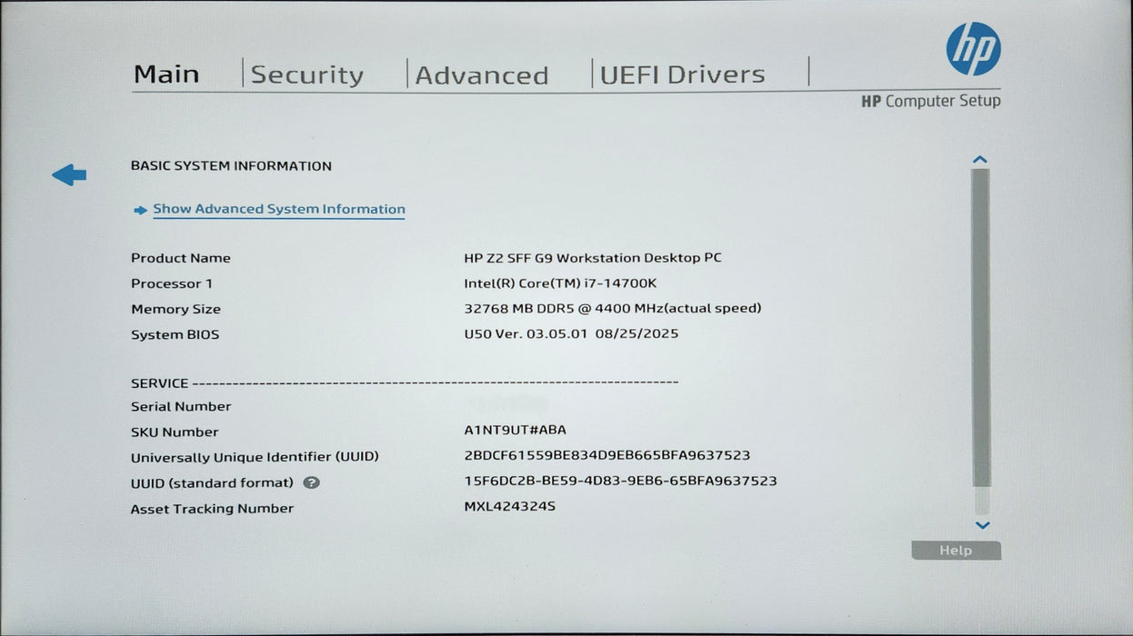 HP Z2 SFF G9 Workstation, i7-14700K 32GB DDR5, 256 GB NVMe