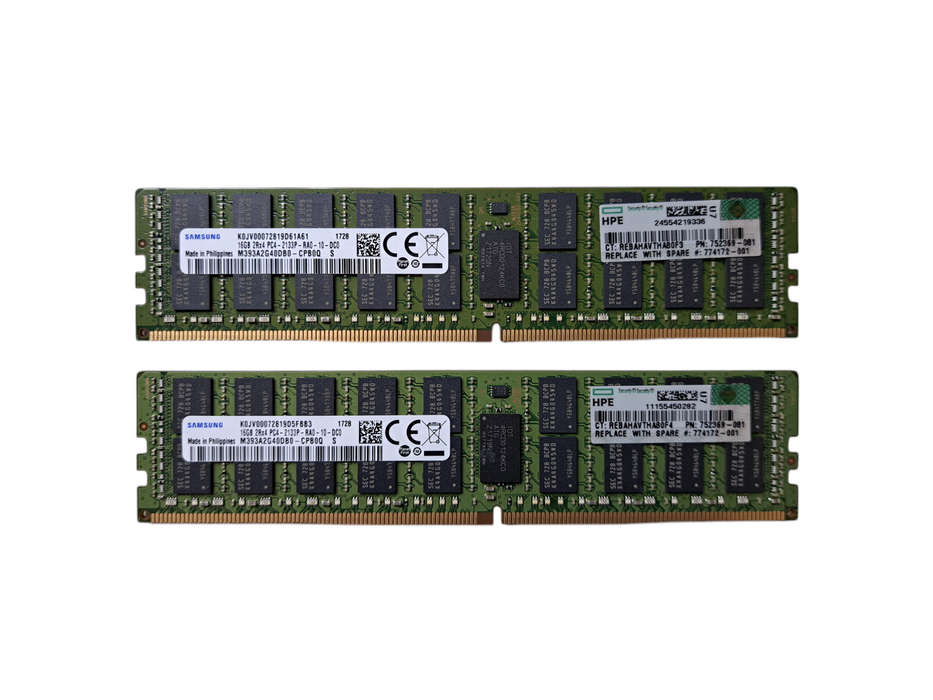 Samsung 32GB (2x16GB) 2Rx4 PC4-2133P-RA0 DDR4 Server Memory M393A2G40DB0-CPB0Q
