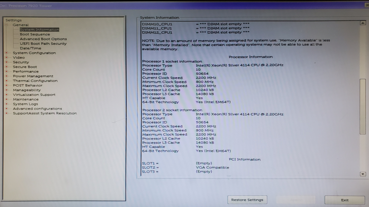 Dell Precision 7920 Tower -  2x Xeon Silver 4114 32GB DDR4 P4000 - No HDD