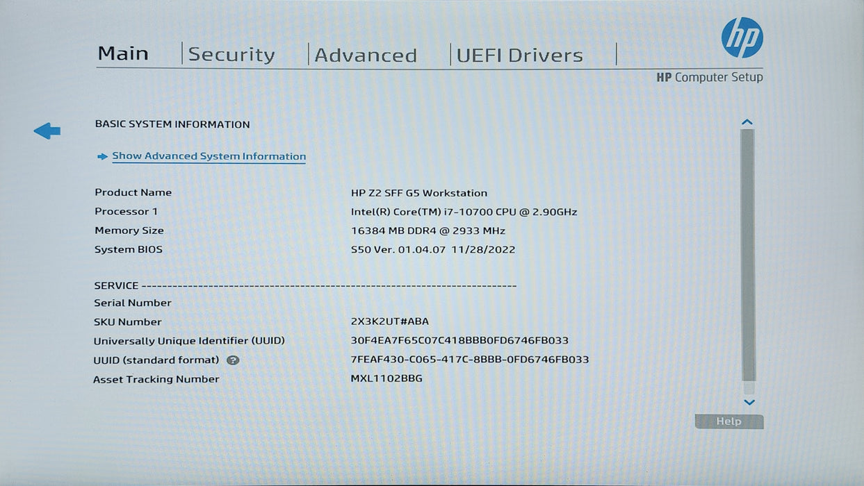 HP Z2 SFF G5 Workstation, i7-10700 2.90GHz, 16GB DDR4, 256GB NVMe