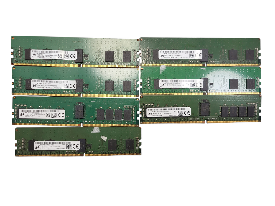 Lot of 7x Micron 16GB PC4-3200AA-R RDIMM Server RAM READ