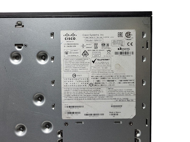 Cisco ISR4331/K9 Integrated Services Router ISR4331 | NO CLOCK ISSUE Q$