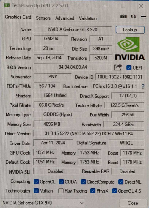 PNY NVIDIA GeForce GTX 970 4GB GDDR5 Graphics Card