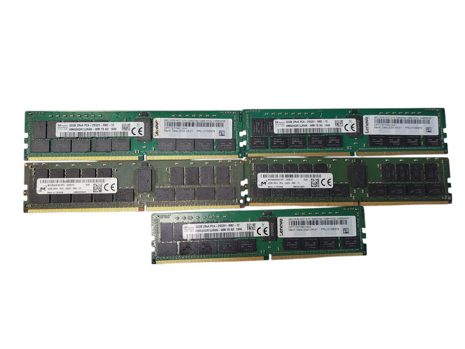 Lot of 5x SK Hynix/Micron 32GB PC4-2933Y-R RDIMM Server Memory