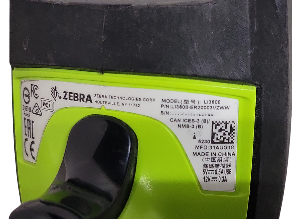 Zebra LI3608-ER20003VZWW Barcode Scanner w/ USB Cable