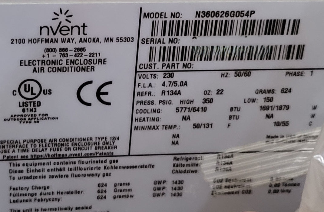 nVent Spectracool N36 Indoor / Outdoor 8000BTU Air Conditioner