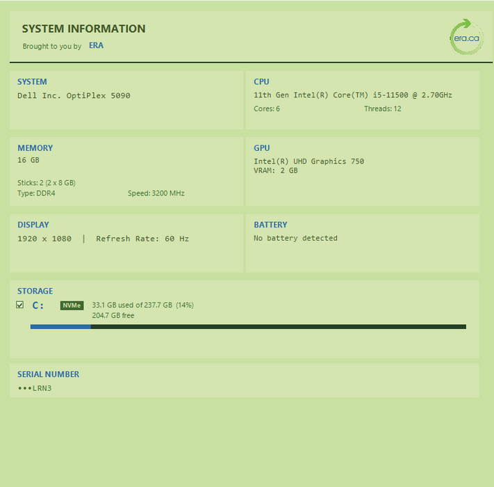 Dell OptiPlex 5090 SFF, i5-11500 2.70GHz, 16GB DDR4, 256GB NVMe