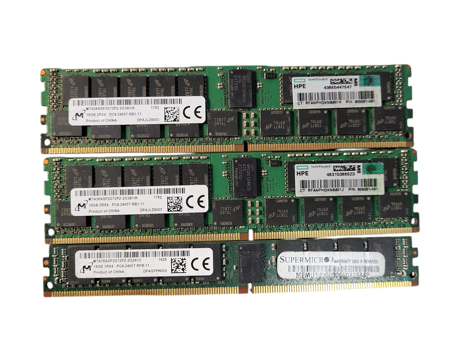 Lot of 3x Micron 16GB PC4-2400T-R Server Memory