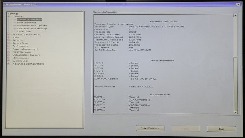 Dell Precision T5810, Xeon E5-1630 v3 3.70GHz, 16GB DDR4, 2x NVIDIA NVS 310