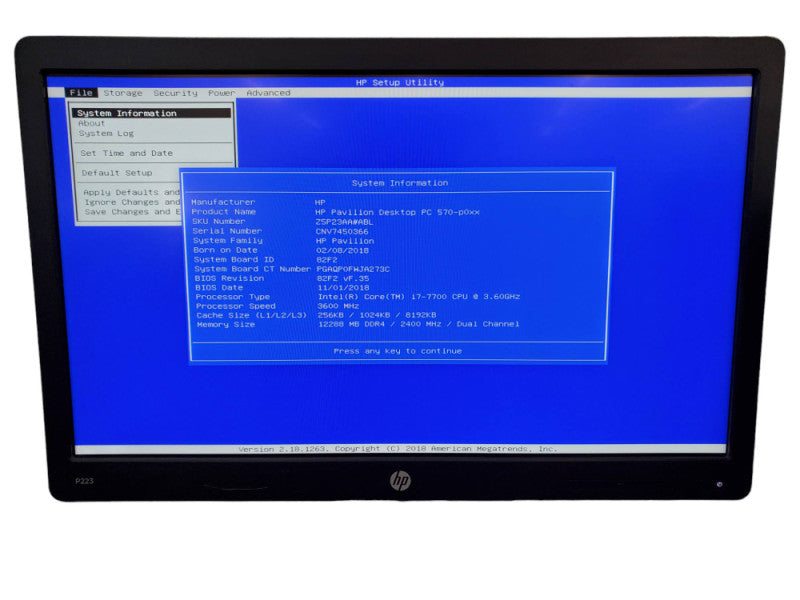 HP Pavilion 570 Desktop Tower i7-7700 12GB RAM NO HDD @
