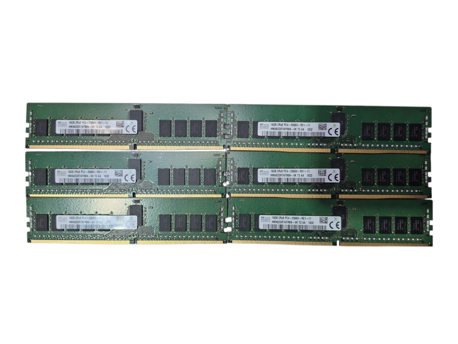 Lot of 6x SK Hynix 16GB 2Rx8 PC4-2666V-RE1-11 HMA82GR7AFR8N-VK